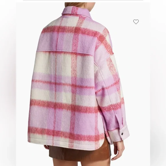 NWT Ena Pelly Lined Ophelia Wool Shacket in Spiced Coral Check, oversized size 8 - Picture 6 of 15